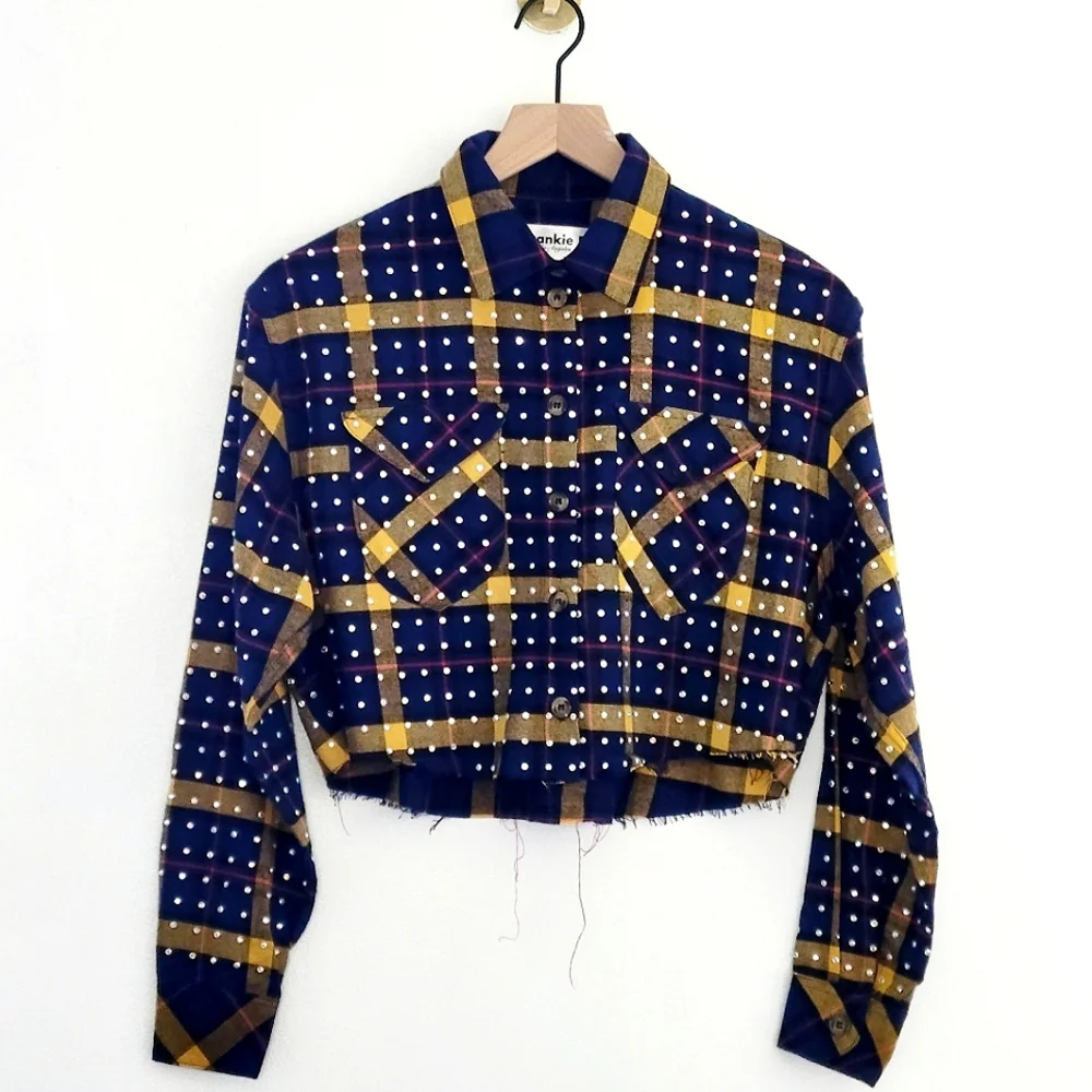 NWT Frankie B Rhinestone Jacket Plaid Flannel LA Streetwear RODEO FESTIVAL Rare